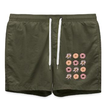 Blume pastell Blume Blumen pastell Blumen flieder - Badeshorts - Olive - Vorne - AI Model Male 185 light (185cm)