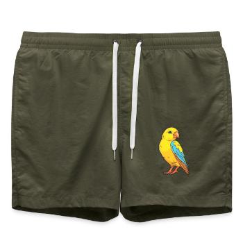 Kanarienvogel Buntes Aquarell Cartoon Kawaii Tier - Badeshorts - Olive - Vorne - AI Model Male 185 light (185cm)