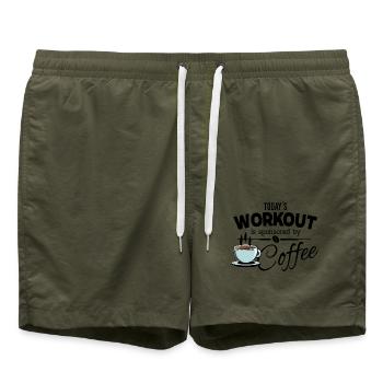 Today's Workout is sponsored by Coffee - Badeshorts - Olive - Vorne - AI Model Male 185 light (185cm)