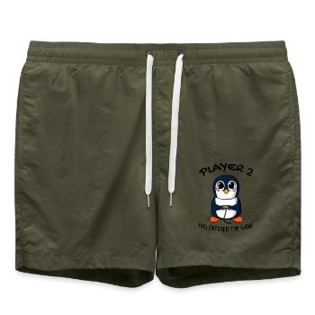Second baby player 2 baby penguin pregnant - Swim Trunks - olive - Front - AI Model Male 185 light (185cm)