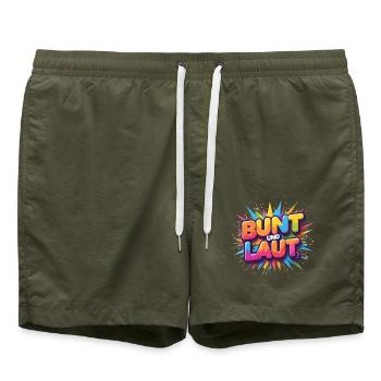 Bund und Laut - Badeshorts - Olive - Vorne - AI Model Male 185 light (185cm)