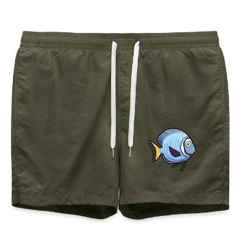 Kaiser Kaiserfisch Cartoon Kawaii Illustration - Badeshorts - Olive - Vorne - AI Model Male 185 light (185cm)