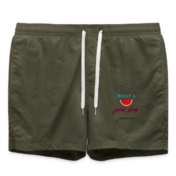 Was ein Saftladen | denglisch | What a juice shop - Badeshorts - Olive - Vorne - AI Model Male 185 light (185cm)