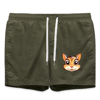 Chipmunk Buntes Aquarell Cartoon Kawaii Tier - Badeshorts - Olive - Vorne - AI Model Male 185 light (185cm)
