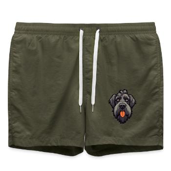 Riesenschnauzer Hunderasse Cartoon Kawaii Illustrat - Badeshorts - Olive - Vorne - AI Model Male 185 light (185cm)
