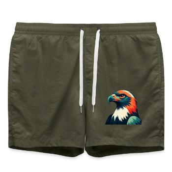 Hawk Cartoon Character Colorful Pet Animal - Swim Trunks - olive - Front - AI Model Male 185 light (185cm)