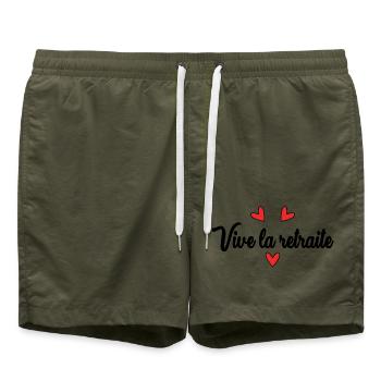RETIREMENT. RETIREMENT. RETIRED. HAPPY RETIREMENT - Swim Trunks - olive - Front - AI Model Male 185 light (185cm)