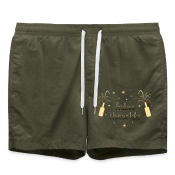 Neujahr Frohes Neues Jahr Sektflaschen - Badeshorts - Olive - Vorne - AI Model Male 185 light (185cm)