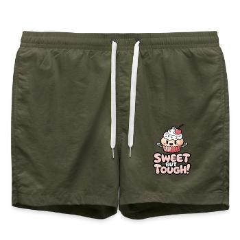 Doux mais dur ! - Short de bain - vert olive - Devant - AI Model Male 185 light (185cm)