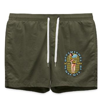 Bienen Sumsi mit Po - Optimismus Geschenk - Badeshorts - Olive - Vorne - AI Model Male 185 light (185cm)