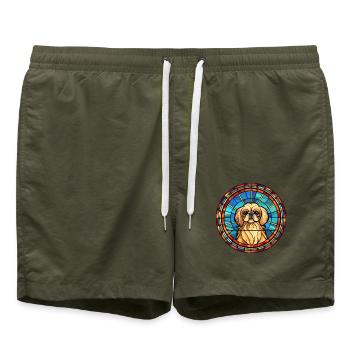 Pekinesische Hunderasse Buntes Glas Buntes Wasserco - Badeshorts - Olive - Vorne - AI Model Male 185 light (185cm)