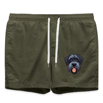 Riesenschnauzer Hunderasse Aquarell Cartoon Kawai - Badeshorts - Olive - Vorne - AI Model Male 185 light (185cm)