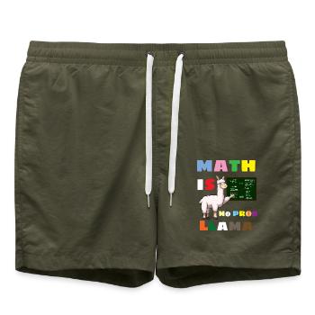 Mathe Spruch Mathematik Mathelehrer - Badeshorts - Olive - Vorne - AI Model Male 185 light (185cm)