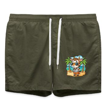 Okapi Funny Cartoon Summer Beach Sunglasses - Swim Trunks - olive - Front - AI Model Male 185 light (185cm)