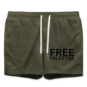 FREE PALESTINE | Gaza - Badeshorts - Olive - Vorne - AI Model Male 185 light (185cm)