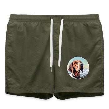 Polnischer Jagdhund Hund Rasse Cartoon Kawaii Wate - Badeshorts - Olive - Vorne - AI Model Male 185 light (185cm)