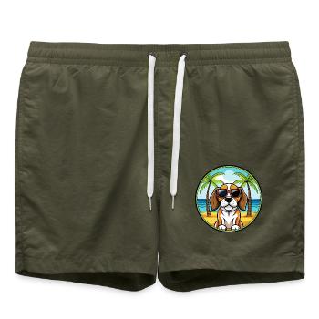 Beagle Harrier Hunderasse Cartoon Sonnenbrille Strand - Badeshorts - Olive - Vorne - AI Model Male 185 light (185cm)