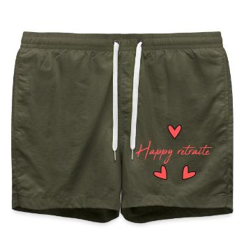 RETIREMENT. RETIREMENT. RETIRED. HAPPY RETIREMENT - Swim Trunks - olive - Front - AI Model Male 185 light (185cm)