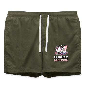 I'd Rather Be Sleeping - Swim Trunks - olive - Front - AI Model Male 185 light (185cm)
