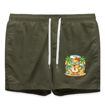 Lunettes de soleil de plage d’été de dessin animé drôle de poulet - Short de bain - vert olive - Devant - AI Model Male 185 light (185cm)