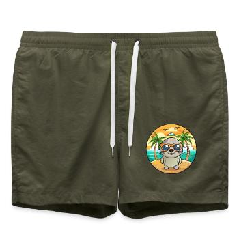 Lunettes de soleil de plage d’été de dessin animé drôle de phoque - Short de bain - vert olive - Devant - AI Model Male 185 light (185cm)