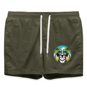 Entlebucher Sennenhund Rasse Cartoon Sonnenbrille - Badeshorts - Olive - Vorne - AI Model Male 185 light (185cm)