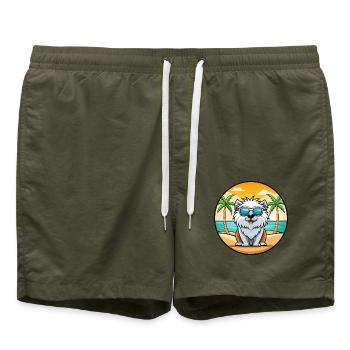 Himalaya chien de berger race dessin animé lunettes de soleil plage - Short de bain - vert olive - Devant - AI Model Male 185 light (185cm)