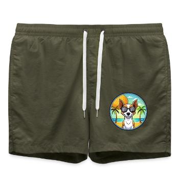 Decker Rat Terrier Hunderasse Cartoon Sonnenbrille - Badeshorts - Olive - Vorne - AI Model Male 185 light (185cm)