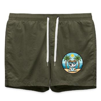 Argentino Dog Breed Cartoon Sunglasses Beach - Swim Trunks - olive - Front - AI Model Male 185 light (185cm)
