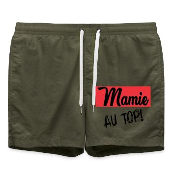 MAMIE. GRAND-MERE. FÊTE DES MÈRES - Short de bain - vert olive - Devant - AI Model Male 185 light (185cm)