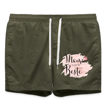 Mama du bist die Beste der Welt - Badeshorts - Olive - Vorne - AI Model Male 185 light (185cm)