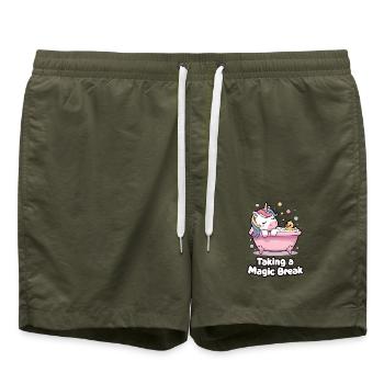 Taking A Magic Break - Swim Trunks - olive - Front - AI Model Male 185 light (185cm)