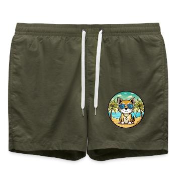 Européen Birman Race Dessin Animé Lunettes De Soleil Plage - Short de bain - vert olive - Devant - AI Model Male 185 light (185cm)