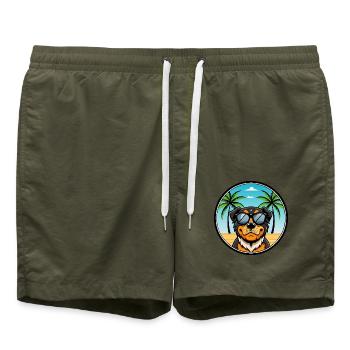 Rottweiler Dog Cartoon Summer Beach Sunglasses - Swim Trunks - olive - Front - AI Model Male 185 light (185cm)
