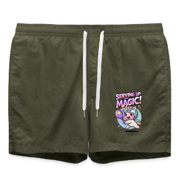 Serving Up Some Magic! - Swim Trunks - olive - Front - AI Model Male 185 light (185cm)