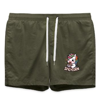 Spicycorn - Badeshorts - Olive - Vorne - AI Model Male 185 light (185cm)