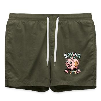 Saving In Style - Swim Trunks - olive - Front - AI Model Male 185 light (185cm)