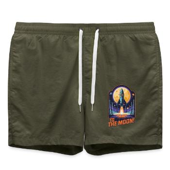 To The Moon - Swim Trunks - olive - Front - AI Model Male 185 light (185cm)