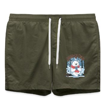 Bear-ly Cold - Swim Trunks - olive - Front - AI Model Male 185 light (185cm)