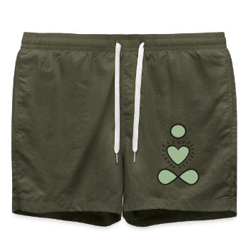 Mint Heart Infinity Emblem - Swim Trunks - olive - Front - AI Model Male 185 light (185cm)
