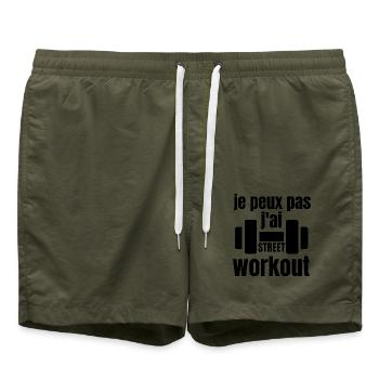 Je peux pas j'ai STREET WORKOUT - Short de bain - vert olive - Devant - AI Model Male 185 light (185cm)