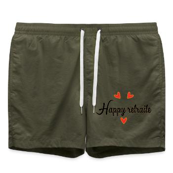 RETIREMENT. RETIREMENT. RETIRED. HAPPY RETIREMENT - Swim Trunks - olive - Front - AI Model Male 185 light (185cm)
