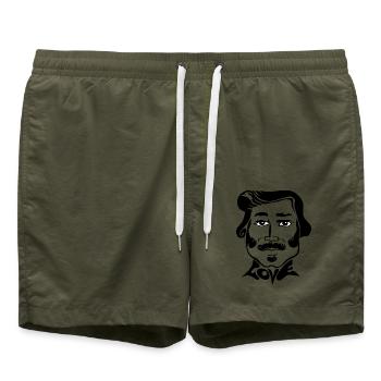 60s Love Sixties Männergesicht Mann 70s retro male - Badeshorts - Olive - Vorne - AI Model Male 185 light (185cm)