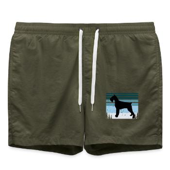 Riesenschnauzer Hund Liebe Silhouette Vintage Sonnenuntergang - Badeshorts - Olive - Vorne - AI Model Male 185 light (185cm)