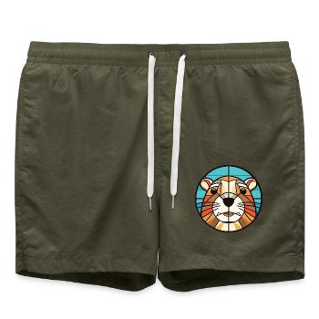 Gopher Buntes Aquarell Tier Haustier Illustration - Badeshorts - Olive - Vorne - AI Model Male 185 light (185cm)