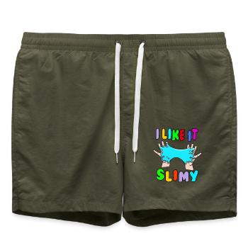 I like it Slimy Schleim Fluffy Drizzly Cloud - Badeshorts - Olive - Vorne - AI Model Male 185 light (185cm)
