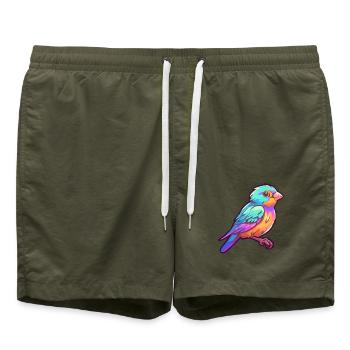 Sperling Buntes Aquarell Cartoon Kawaii Tier - Badeshorts - Olive - Vorne - AI Model Male 185 light (185cm)