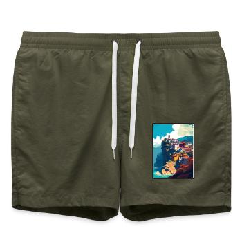 Trabzon Türkei Vintage Reiseposter WPA Souvenir - Badeshorts - Olive - Vorne - AI Model Male 185 light (185cm)