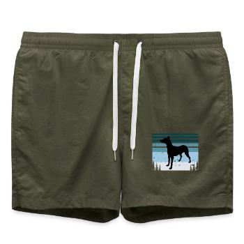 Andalusischer Jagdhund Hundeliebhaber Silhouette Retro Sonnenuntergang - Badeshorts - Olive - Vorne - AI Model Male 185 light (185cm)