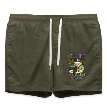 Verfluchte Cocktails & teuflische Aromen Halloween - Badeshorts - Olive - Vorne - AI Model Male 185 light (185cm)